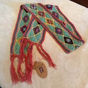 Himalayan Sash Scarf Crochet handmade colorful tassels New from Nepal belt